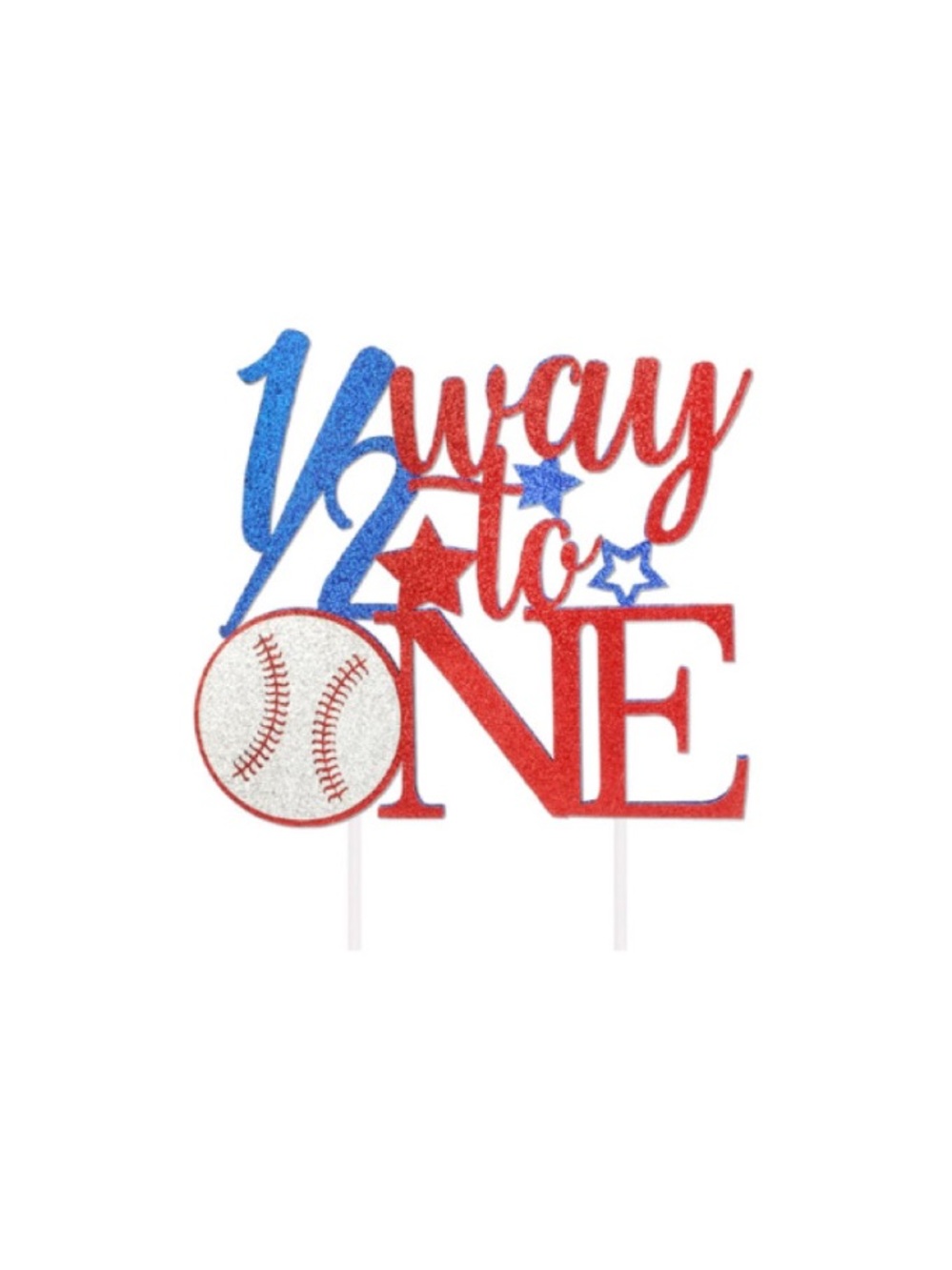 '1/2  Way to One' Baseball Cake Topper - 6 Month Celebration